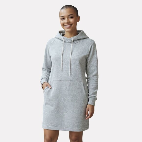 ATHLETA Hoodie Dress Small Soft Gray Pockets Cozy Sweatshirt Athleisure Hayes - Picture 1 of 8